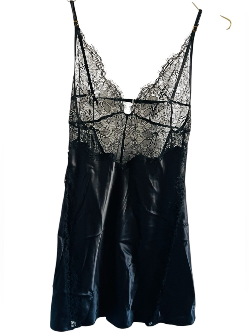 Victoria Secret Black Lace Satin Slip Dress